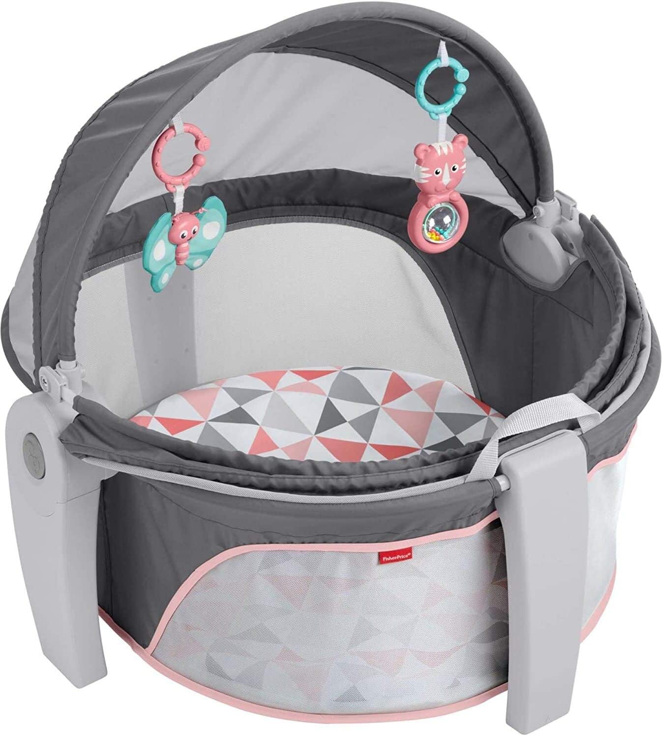 230816025532259_1 Fisher-Price Portable Bassinet and Travel-Play Area with Baby Toys, Indoor and Outdoor Use, On-the-Go Baby Dome, Windmill - Image 1